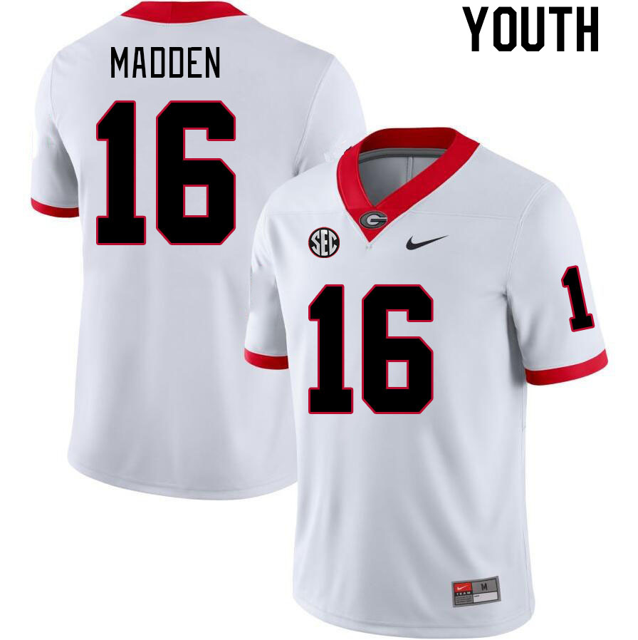 Youth #16 C.J. Madden Georgia Bulldogs College Football Jerseys Stitched-White - Click Image to Close